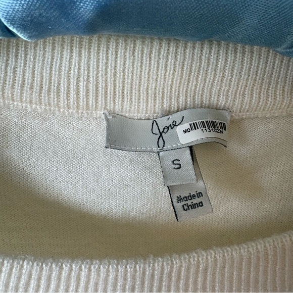 Joie Classic Cream Knit and Sheer Crew Neck Sweater Size S - Picture 3 of 5